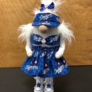 No. 1 Dodgers Fan Gnome LA Los Angeles Baseball Sports Ball MLB Bow Stars Visor